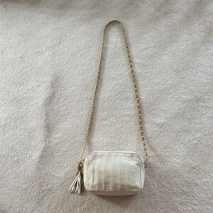 Pearlescent finish Cream leather Crossbody Bag
